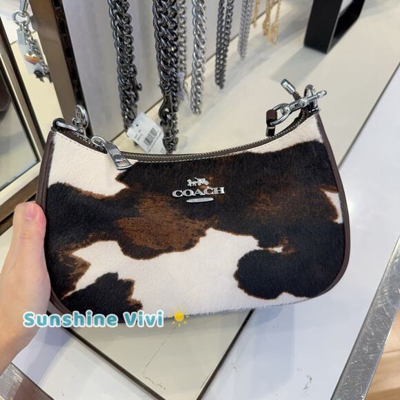 NWT Coach Teri Shoulder Bag With Cow Print CCC86, cow printed haircalf Cow Multi - Picture 1 of 14